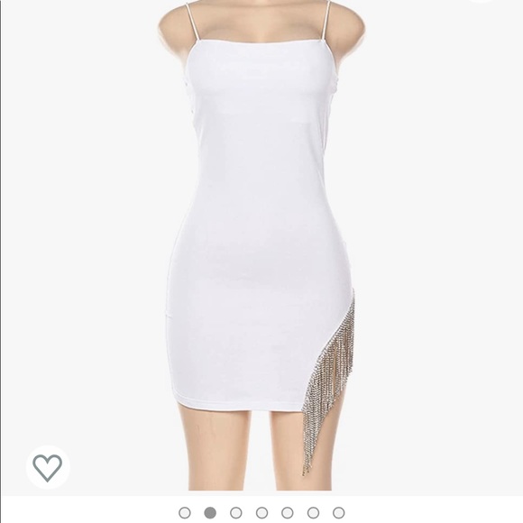 COPY - White Rhinestone Fringed Mini Dress - Picture 4 of 4